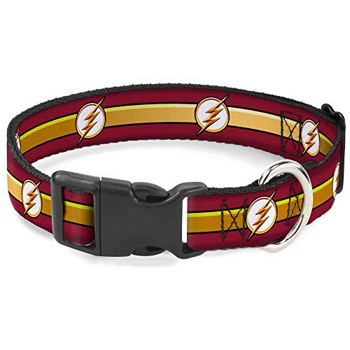 Collar de clip de plástico de Flash para perro con rayas negro y oro ajustable 2