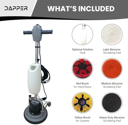 13" Heavy-duty Multi-Functional Floor Buffer Polisher Machine - Clean, Buff, Scrubb and Polish with Ease! Ideal for Carpets Too! Includes Optional Solution Tank, 2 Brushes and 3 Scouring Pads - 5