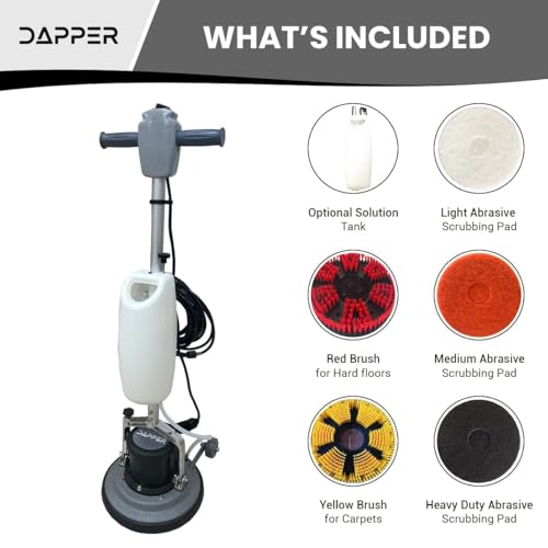13" Heavy-duty Multi-Functional Floor Buffer Polisher Machine - Clean, Buff, Scrubb and Polish with Ease! Ideal for Carpets Too! Includes Optional Solution Tank, 2 Brushes and 3 Scouring Pads - Thumbnail 6