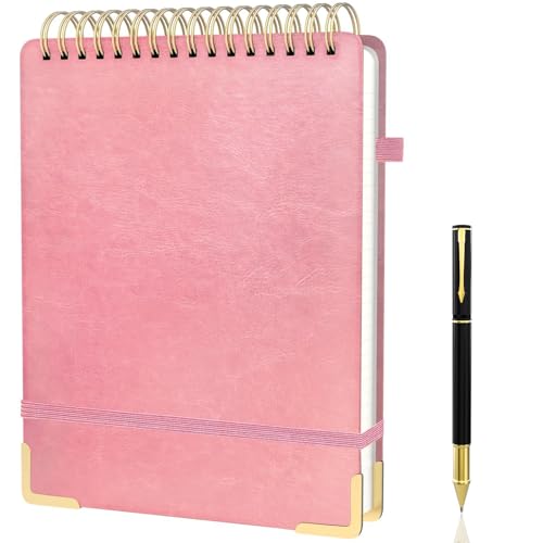 Cuaderno espiral superior A4 bloc tapa dura de cuero con 240 páginas rayadas de 100g para notas