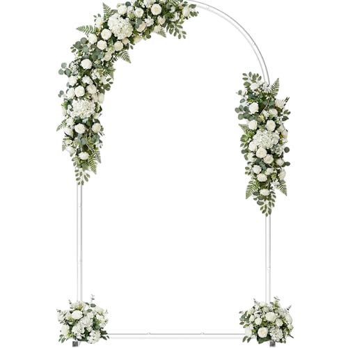 7.2FT Metal Wedding Arch Backdrop Stand Stable Wedding Arch Frame for Wedding Ceremony Birthday Party Baby Shower Graduation Anniversary Floral Decoration White