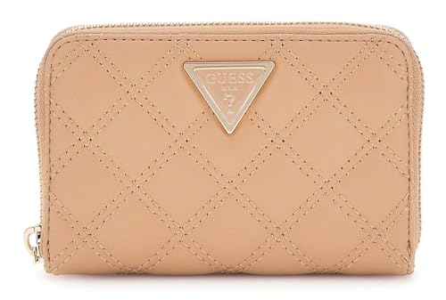 Porte-monnaie GUESS Giully II SLG portefeuille femme zippé marron clair et beige