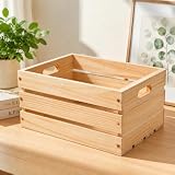 Wooden Crates for Storage - Versatile Pine Box for Home Decor, and Organizing Closets,Vinyl Records, Gifts,Souvenirs, or Farm Produce.Sturdy, Smooth & Elegant,Diy-Friendly with Rustic Charm (1 PCS)