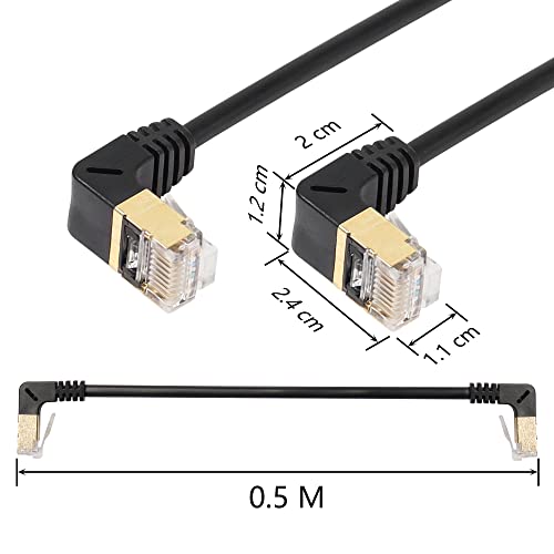 SinLoon RJ45 Cat8 Ethernet Cable,90 Degree Male to Male High Speed Cat8 Network Cable,40Gbps 2000Mhz SFTP Patch Cord For Router Modem Server (UP to UP) - Image 2