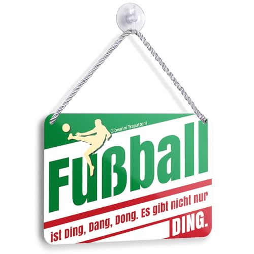 Fußball Spruch Hängeschild 18x12cm - Deko Hängeschild Trainer - Kabine Vereinsheim Wandschild - Geschenk Fußballer Fußballtrainer (Spruch 2)