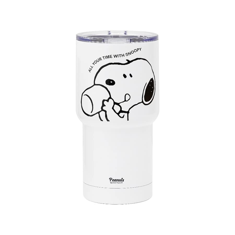 Gpel Peanuts Snoopy Insulated Tumbler, 20 OZ Capacity, Stainless Steel, Clear Leak-Free Lid, Keeps Cool Up To 6 Hours & Keeps Warm Up To 10 Hours, Portable & Cute Tumbler [Official License]