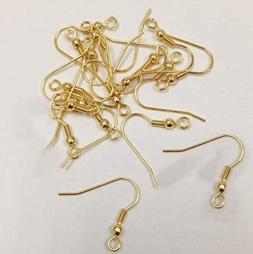 DNHCLL 100PCS Ball & Coil Earring Hooks Metal Hypoallergenic Earring Hooks Fish Earwire with Coil for DIY Jewelry Makings (Golden) image 5