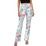VOSERY Leggings rosa flamenco tropical para mujer - Pantalones de yoga acampanados de cintura alta para mujer, Negro , M