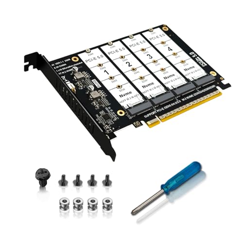 Adaptateur PCIe 5.0 4 ports NVME haute vitesse sans pilote pour PC