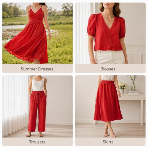 Image of Soimoi Red Solid 60 * 60's Cotton Cambric Fabric by 10 Yards, 56 Inch Wide Light Weight Material Suitable for Kurtis, Blouses, Kids Clothing, Tunics, Dresses and Summer Apparel