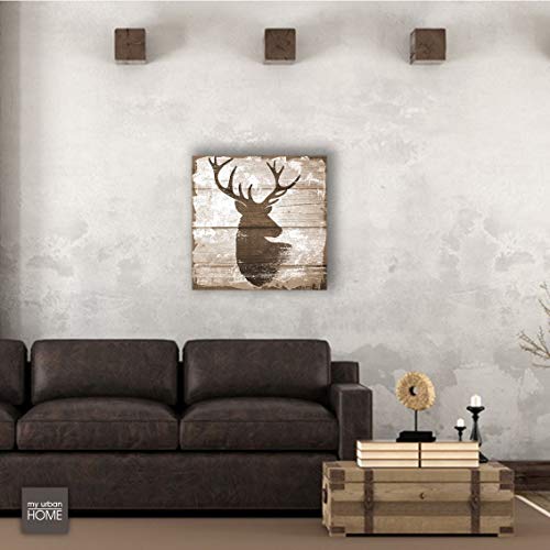 Leinwandbilder HIRSCH Stempel sepia Shabby Chic, Leinwanddruck in 4 Größen my urban HOME Wandbilder, Leinwanddruck in 3 Größen, Größe::60x60cm Cover