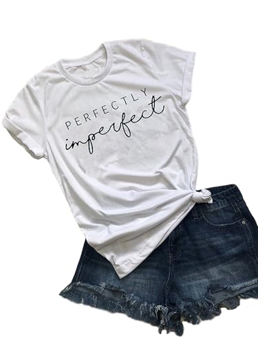 T-shirt blanc en coton pour femme Fisoew taille XL idéal pour l'été