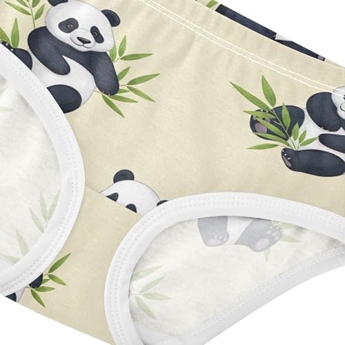 Cute Pandas Plant Print Leaves Beige Cute Panties Girl Toddlers Underwear Floral Cotton Bright Briefs Girls Undies 2t4
