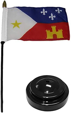 AES Acadiana 4"x6" Flag Desk Set Table Wood Stick Staff Black Base image 2