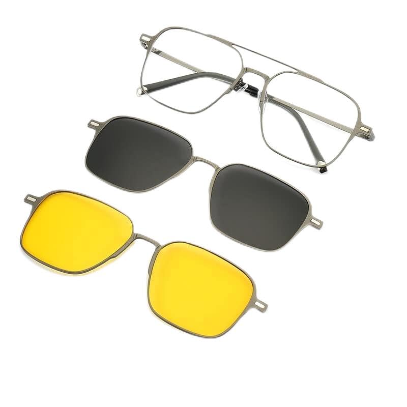 Lunettes de soleil polarisées 3 en 1 pour hommes et femmes avec clip magnétique bleu