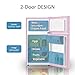 Saeoola Mini Fridge with Freezer, 3.2 Cu.Ft, 2 Doors Compact Mini Refrigerator with Separate Freezer for Dorm, Bedroom, Office, Apartment with 7-Level Temperature Control, Removable Shelves (Pink)