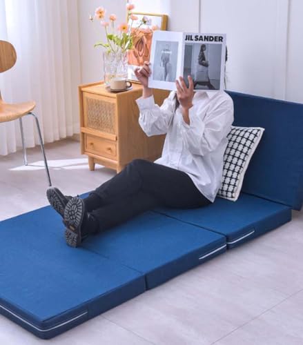 Klappmatratze Einzel-/Doppel-Matratze, 200 cm lang, weicher Schaumstoff-Futon-Bodenbett, Gästematratze mit abnehmbarem Bezug, tragbar, zusammenklappbar, platzsparend – Bild 4