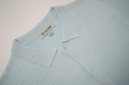 Men’s Short Sleeve Knit Sports Shirt - Modern Polo Vintage Classics: Solid Cable Twist Jacquard Pattern4