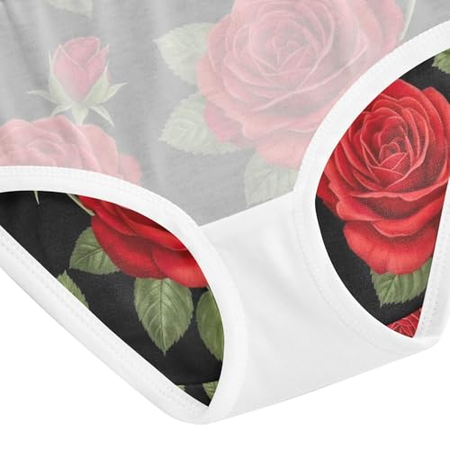 Flower Red Toddler Girls Underwear, Kids Underwear, 2T–8 Years4