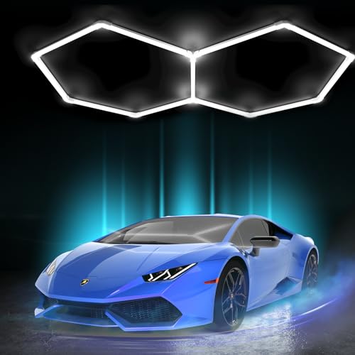 Litezone Hexagon Lights Garage, 6500K Ultrabright Hex Lights Garage, DIY Linkable Honeycomb Led Lights for Garage, Workshop, Car Care Wash Room, Car Show, Storage, Bar, Salon(66W 7920LM)