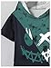WDIRARA Boy's Two Piece Graphic Print Hooded Neck Tops and Track Shorts Clothing Set Green Black 11Y