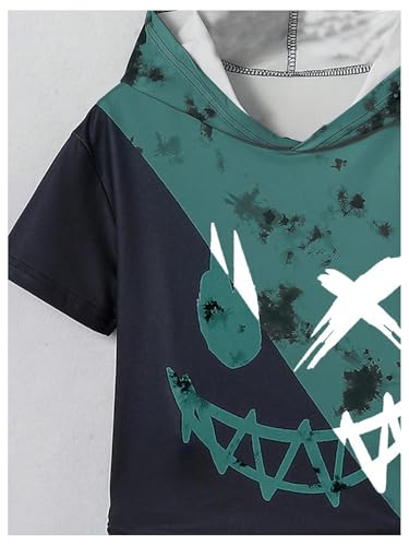 Image of WDIRARA Boy's Two Piece Graphic Print Hooded Neck Tops and Track Shorts Clothing Set