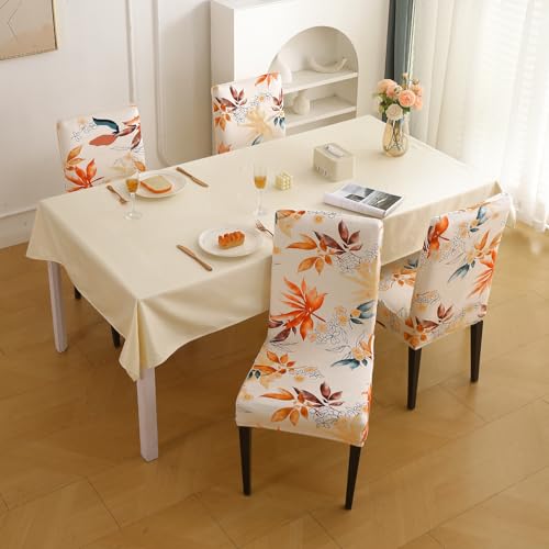 Image of HOKIPO Premium Printed Velvet Chair Cover Set of 4 for Dining Table, Amber Serene Flora (AR-5794-D3*4)