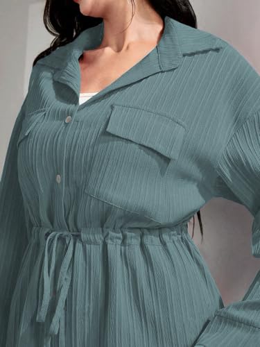 Tadkee Women's Solid Color Casual Long Sleeve Top And Pant Co-Ord Set With Pockets | Co Ord Set For Women | Kurta Set For Women (Fn-Sugar-Full-Pocket-127-Green-Xxl)