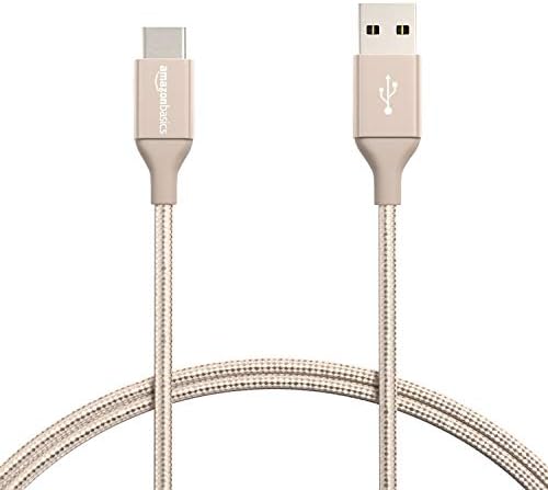 Amazon Basics Double Braided Nylon USB Type-C to Type-A 2.0 Male Cable | 1.8 m, Dark Grey
