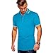 VANVENE Polo à manches courtes pour homme Coupe ajustée - Bleu - M