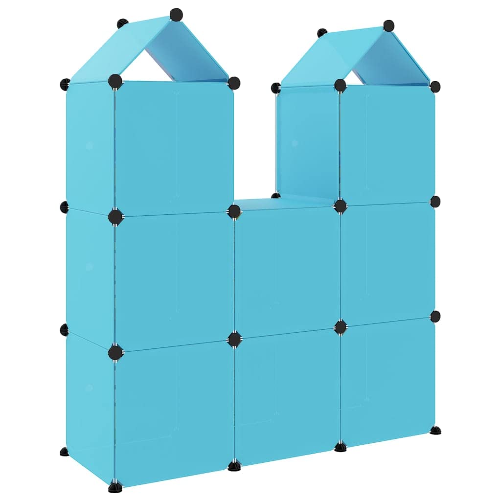 vidaXL Armoire de Rangement pour Enfants avec 8 Cubes Organisateur Stockage Tout-Petits Meuble de Rangement Maison Intérieur Bleu PP