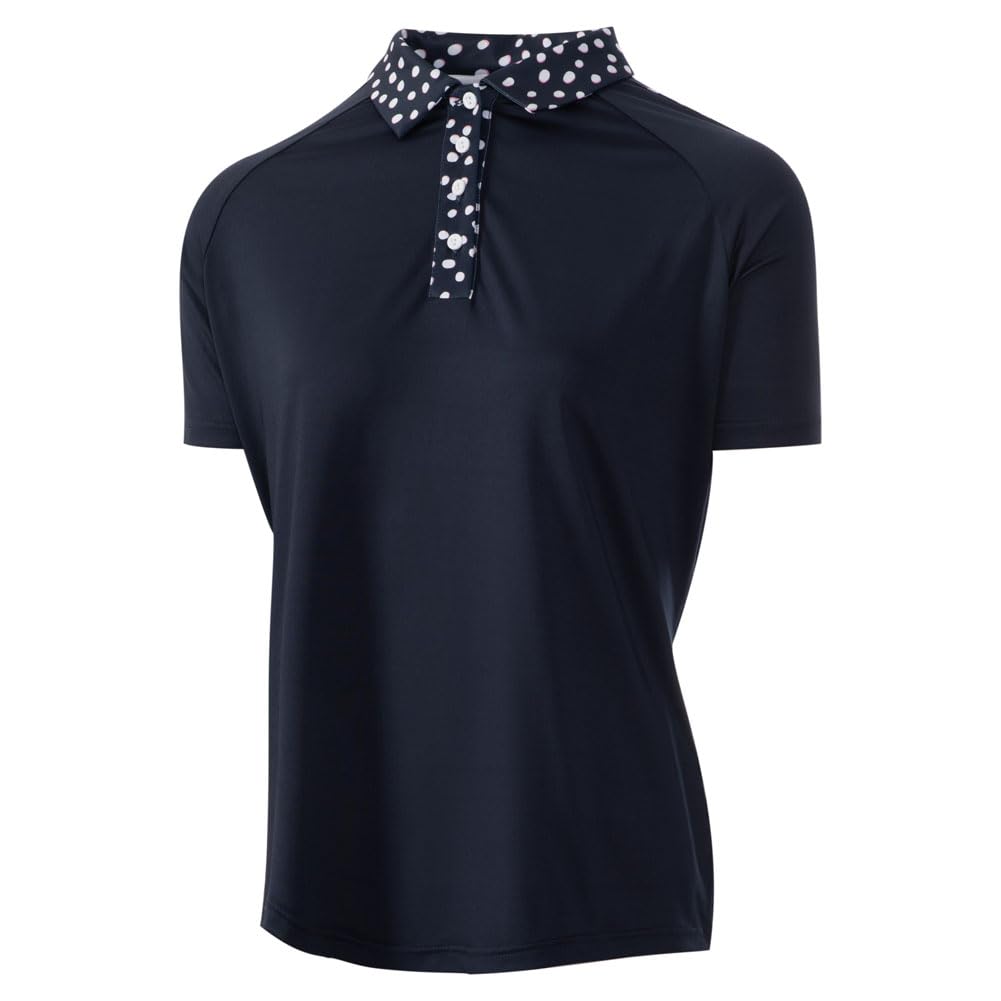 Island GREEN Golf Women's Breathable Quick Dry Moisture Wicking Polo Shirts, Navy/White, M