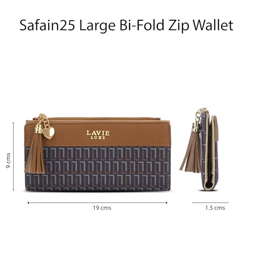 Image of Lavie Luxe Women's Mono Safain25 Bifold Zip Wallet |Gift For Ladies