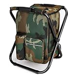 YESIACE Large Size Portable Hiking Camouflage Camping Stool, 3 in1 Multifunction Fishing Backpack Ch