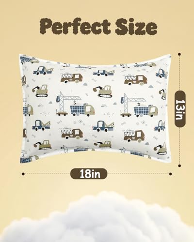 Image of ALVABABY Toddler Pillowcases 2 Pack Organic Cotton Fit 13 inchx 18 inch or 12 inchx16 inch Kids Pillow Cover Envelope for Girl Boy
