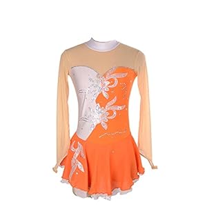 Meisjes kunstschaatsen jurk, dansvoorstelling competitie kleding ijs pak bloemen patroon ijs rok kleding jurken handgemaakt FiveShops (Color : S, Grootte : 3XL)