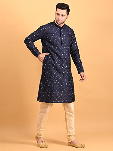 Image of Uri and MacKenzie Embroidery Silk Men's Kurta Pyjama Set