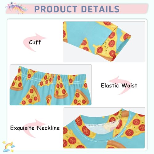 Pajama Sets Long Sleeve Pizza Slices on Blue Soft Comfy Sleepwear 2 Piece PJS 3-8T4