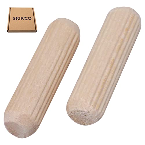 SKIR’CO (50 Stück) Holzdübel 8 x 30 mm, gerillte Holzdübel, geriffelte Stifte für Möbel, gerillte Dübel