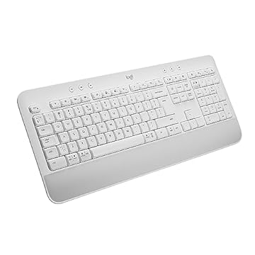 Teclado Sem Fio Logitech Signature K650 Com Apoio para as Mãos, Resistente a Derramamentos, Teclado Numérico, Conexão Bluetooth ou Receptor USB Logi Bolt e Layout US INTL- Branco