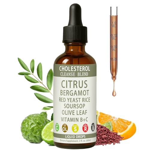 voltarin Red Yeast Rice Drops Citrus Bergamot Red Yeast Rice High Absorption Cholesterol Support Blend with Red Yeast Rices Citrus Bergamot Olive Leaf & Soursop Natural Non-GMO Vegan - 2 fl oz