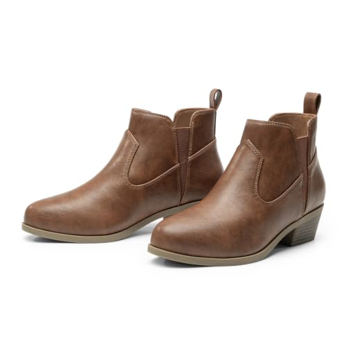 Athlefit Women's Chunky Low Heel Slip On Short Ankle Boots Brown Size 9 by Athlefit - Used condition - Image 6