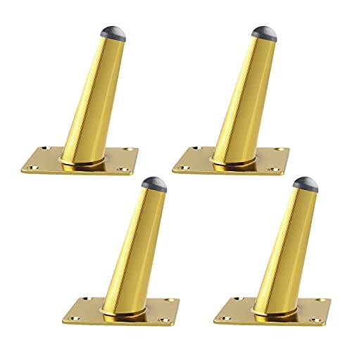 Onedream Gold Furniture Legs 4 Inches, Metal Legs For Furniture Set Of 4, Oblique Tapered Couch Legs Replacement For Bed Dresser Sofa Chair Cabinet Ottoman Tv Stand Cupboard, Support 1600 Pounds #TOP8
