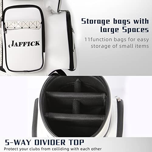 Jaffick Golf Cart Bag Wheeled Leather Golf Club Bags for Men Transit Golf Bag Easy to Carry & Durable with Rain Cover - Thumbnail 5