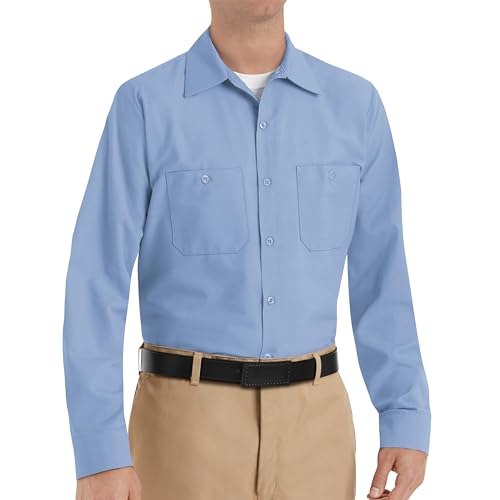 Image of Red Kap Men's Long Sleeve Industrial Work Shirt | Moisture Wicking Button Up, Wrinkle Resistance Fights Fading & Stains