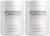 Codeage Organic Turmeric Supplement - 95% Curcumin Extract Pills - Liposomal Fermented Botanical Blend Black Pepper, Ashwagandha, Ginger, Stephania, Boswelia, Cumin, Digestive Bitters - 2 Pack