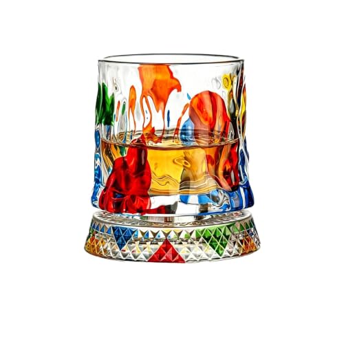 Bicchiere da whisky rotante – 360 gradi rotante in cristallo pesante base tazza