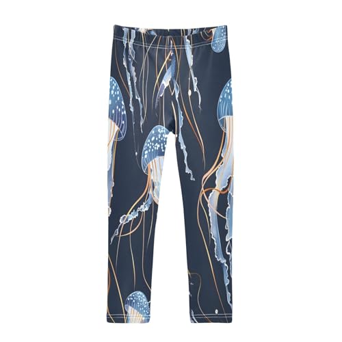 Toddler Girls Leggings Printed Yoga Pants Leggings Jellyfish on A Dark Background for Kids