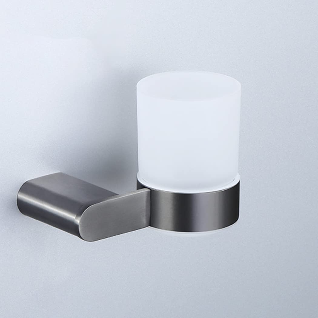 WRIST Zahnbürstenhalter, Zahnbürstenhalter Aus Edelstahl Zur Wandmontage Mit Milchglasbecher Für Den Badezimmer-Organizer, Gun Grey