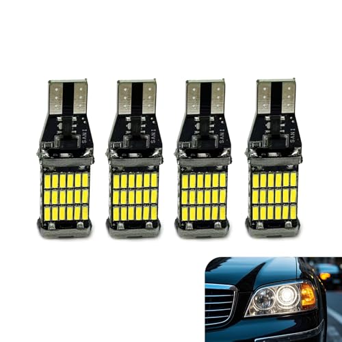 MLY 4 PCS 921 LED Bulb Reverse Light, Super Bright 45 4014 Chipsets, 6000K White Plug & Play Error-Free Reverse Lighting Replacement, Universal for Cars & Trucks (White)